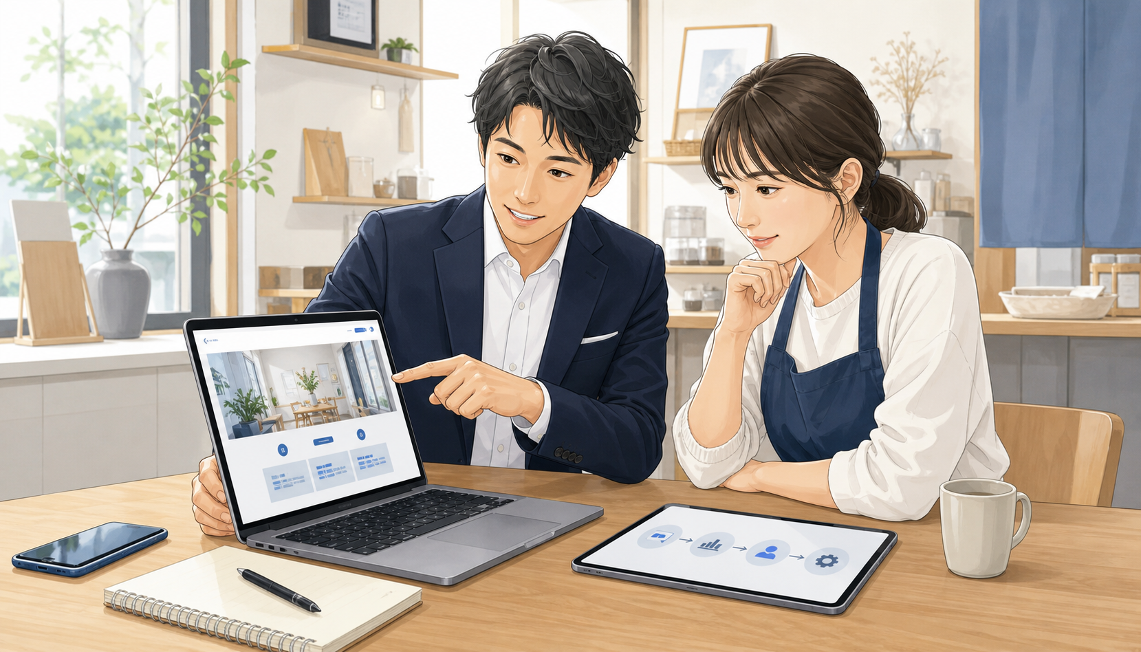 Webサイト改善の相談をしているイラスト